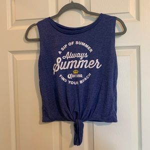 Corona - “ A Sip of Summer” Graphic Tank Top with Tie Front - Size XS